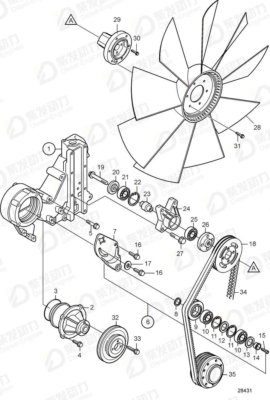 VOLVO Pulley 21087704 Drawing
